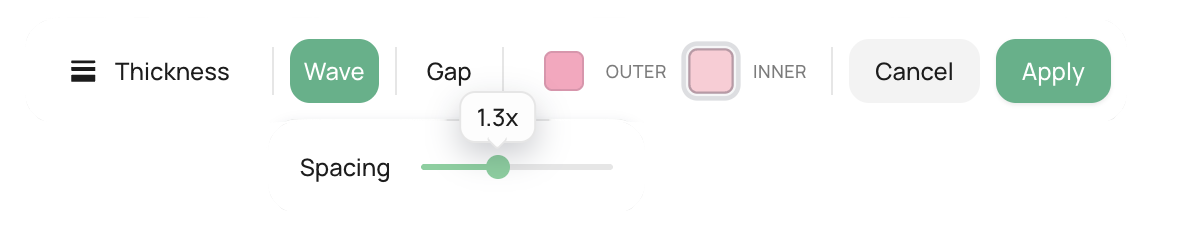 Frame controls displayed over the editor canvas