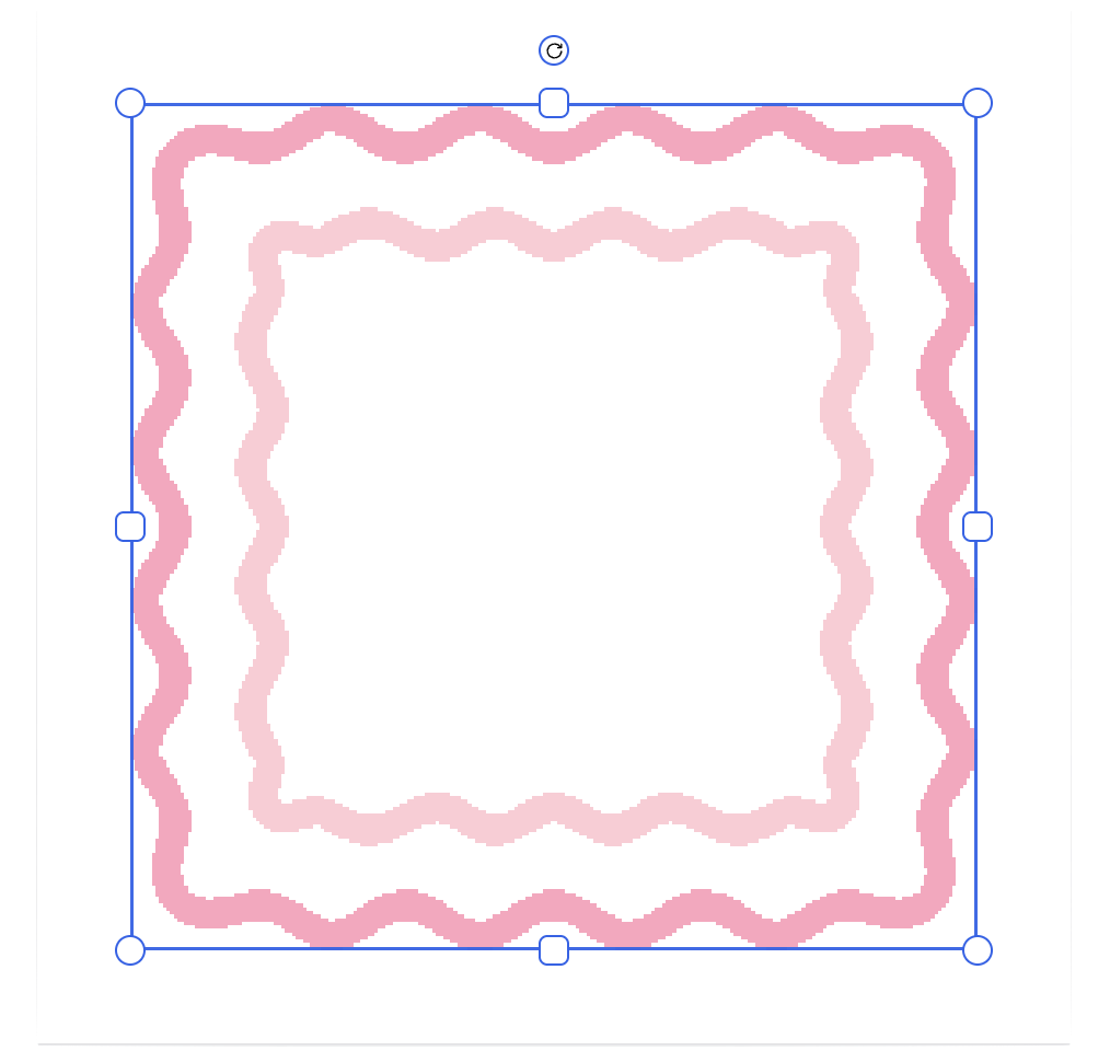 Selected double scallop frame on the canvas