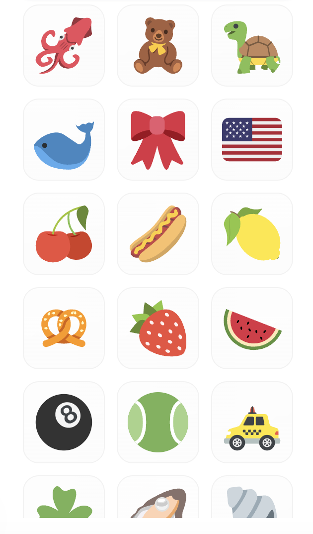 Icon library panel displayed over the editor canvas